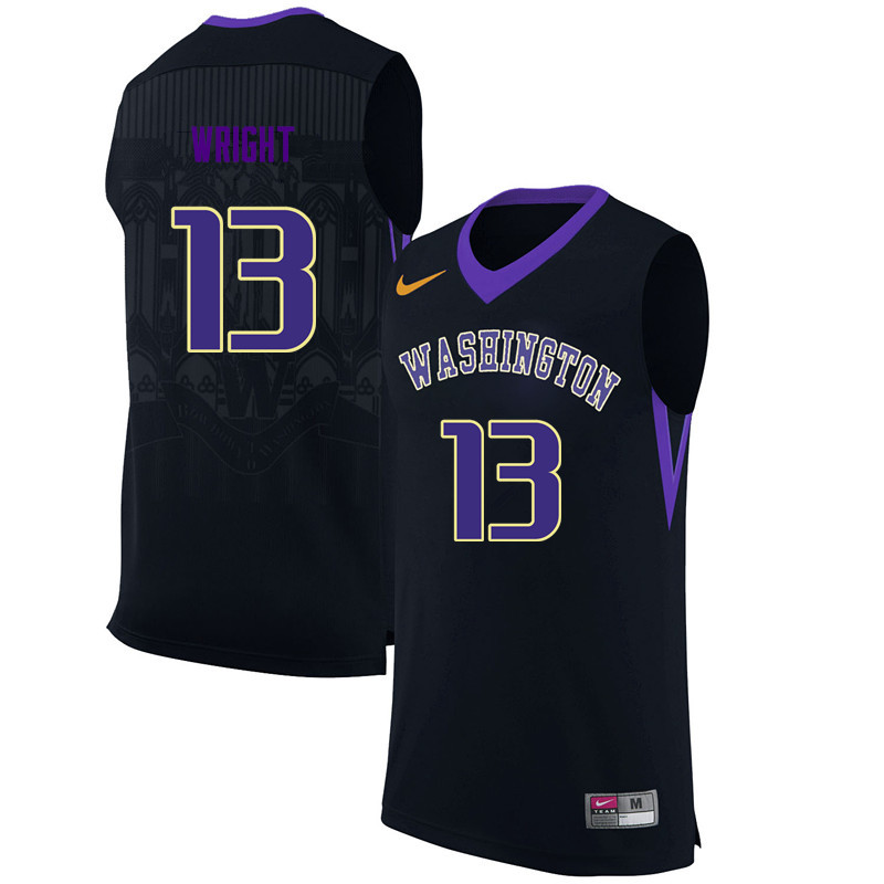 Men Washington Huskies #13 Hameir Wright College Basketball Jerseys Sale-Black
